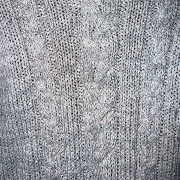 Little Lass Girls 3T Gray Cable Knit Sweater Dress with Sparkle - Picture 4 of 5